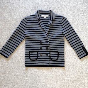New Loft Ann Taylor Petite Grey and Black Knit blazer jacket XXSP 00p